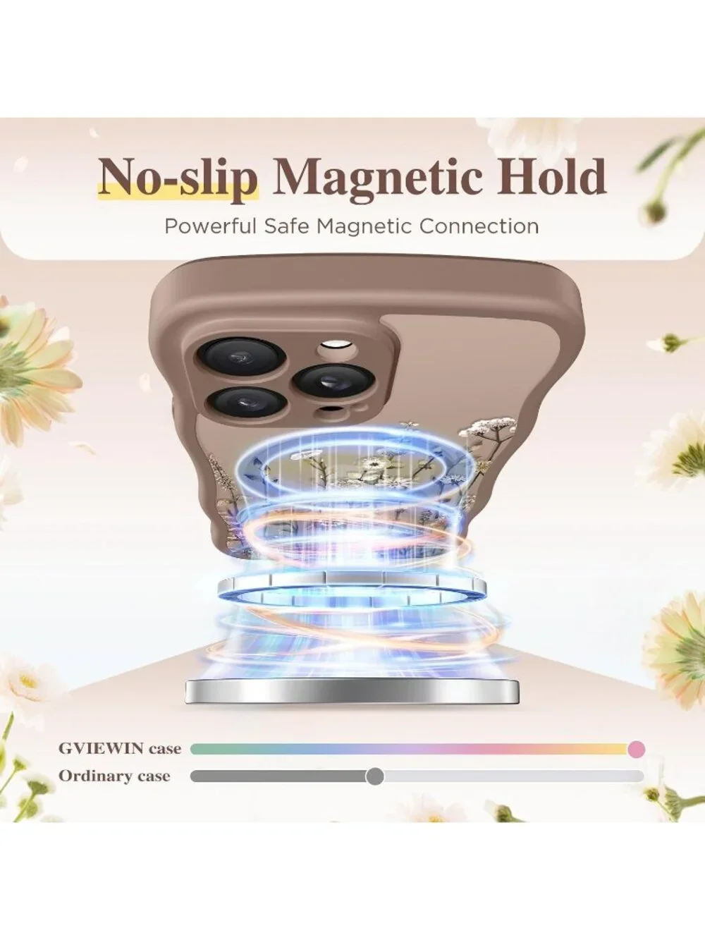 iPhone 14 Pro Floratopia/Brown Compatible with MagSafe Floral Translucent Case